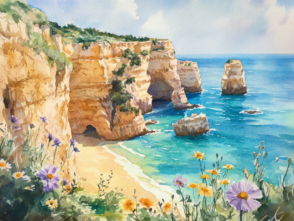 Portugal, Algarve, Praia da Marinhas cliffs