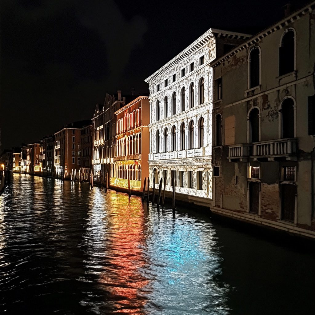 Venice’s Illuminated Canals in Italy